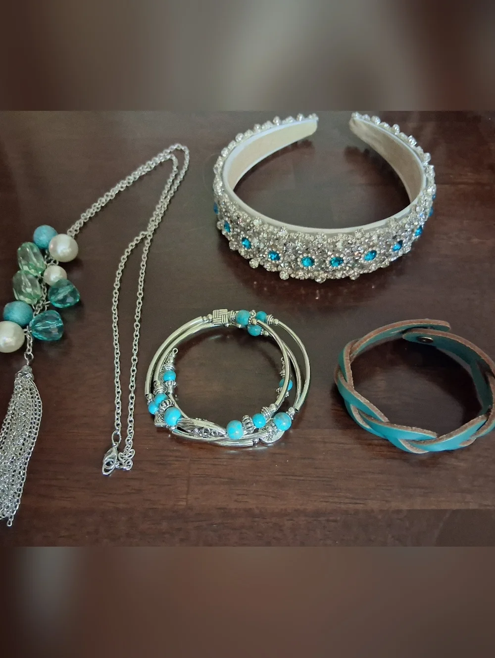 Jewelry Bundle - 2 Bracelets, Necklace and Headband - Picture 1 of 5